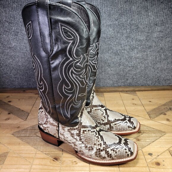 🔥 JB DILLON Reserve Mens 11B Narrow White Python EXOTIC Cowboy Square Toe Boots - Picture 1 of 14